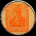Timbre de 10 pfennig orange sur fond jaune