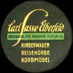 Timbre-monnaie Carl Sasse Elberfeld - Kinderwagen - Reisekörbe - Korbmöbel - Herzogstr., Ecke Kaiserstr. - Fernspr. 911 - Allemagne - briefmarkenkapselgeld