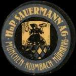 Timbre-monnaie HuP. Sauermann A.G. � M�nchen type 1 - 5 pfennig bordeaux sur fond jaune - avers