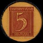 Timbre de 5 pfennig bordeaux sur fond jaune