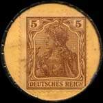 Timbre de 5 pfennig marron sur fond jaune