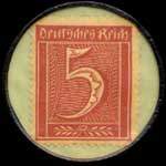 Timbre de 5 pfennig bordeaux sur fond vert