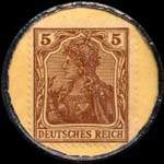 Timbre de 5 pfennig marron sur fond jaune