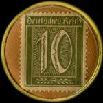 Timbre de 10 pfennig olive sur fond marron