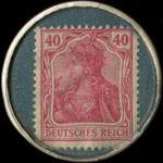 Timbre de 40 pfennig rose-lilas sur fond bleu-vert