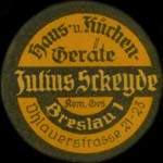 Timbre-monnaie Julius Scheyde à Breslau type 2 - 15 pfennig vert sur fond rouge - avers