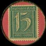 Timbre-monnaie Julius Scheyde à Breslau type 2 - 15 pfennig vert sur fond rouge - revers