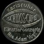 Timbre-monnaie Schloss-Café à Karlsruhe - 10 pfennig olive sur fond rose - avers