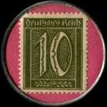 Timbre-monnaie Schloss-Café à Karlsruhe - 10 pfennig olive sur fond rose - revers