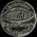 Timbre-monnaie Schloss-Café à Karlsruhe - 10 pfennig olive sur fond rouge - avers