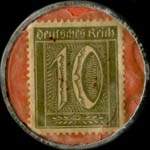 Timbre-monnaie Schloss-Café à Karlsruhe - 10 pfennig olive sur fond rouge - revers