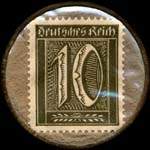 Timbre de 10 pfennig olive sur fond brun
