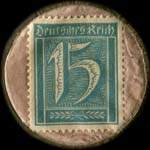 Timbre de 15 pfennig olive sur fond brun