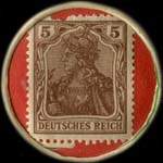 Timbre de 5 pfennig brun sur fond rouge