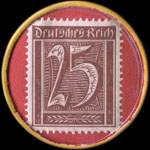 Timbre de 25 pfennig bun sur fond rouge