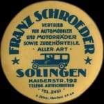 Timbre-monnaie Franz Schroeder à Solingen type 1 - 10 pfennig olive sur fond grenat - avers