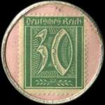 Timbre-monnaie Franz Schroeder à Solingen type 2 - 30 pfennig vert sur fond rose - revers