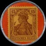 Timbre de 15 pfennig brun sur fond orange