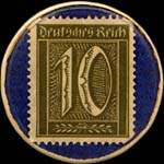 Timbre de 10 pfennig olive sur fond bleu