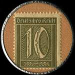 Timbre de 10 pfennig olive sur fond brun