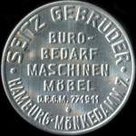 Timbre-monnaie Seitz Gebrüder à Hamburg - 5 pfennig brun sur fond rose - avers