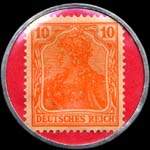 Timbre-monnaie Seitz Gebrüder à Hamburg - 10 pfennig orange sur fond rose - revers
