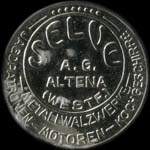 Timbre-monnaie Selve A.G. � Altena - 5 pfennig vert sur fond saumon - avers