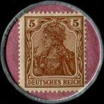 Timbre de 5 pfennig brun sur fond rose