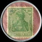 Timbre de 20 pfennig vert sur fond rose
