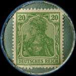 Timbre de 20 pfennig vert sur fond vert