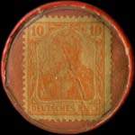 Timbre de 10 pfennig rouge sur fond rouge