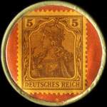 Timbre-monnaie Heinz Starck & Co à Coblenz - 5 pfennig brun sur fond rouge - revers