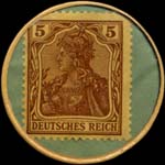 Timbre de 5 pfennig brun sur fond vert