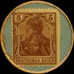 Timbre de 5 pfennig brun sur fond vert