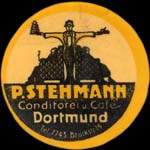 Timbre-monnaie P.Stehmann à Dortmund - 5 pfennig bordeaux sur fond rose - avers