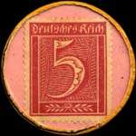 Timbre-monnaie P.Stehmann à Dortmund - 5 pfennig bordeaux sur fond rose - revers