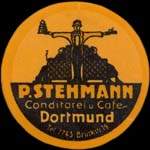Timbre-monnaie P.Stehmann à Dortmund - 10 pfennig olive sur fond rose - avers