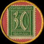 Timbre-monnaie P.Stehmann à Dortmund - 30 pfennig vert sur fond rouge - revers