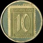 Timbre de 10 pfennig olive sur fond bleu-vert