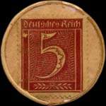 Timbre de 5 pfennig rouge sur fond jaune
