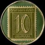 Timbre de 10 pfennig olive sur fond vert