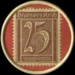 Timbre de 25 pfennig brun sur fond rouge
