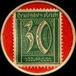 Timbre de 30 pfennig vert sur fond rouge