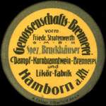 Timbre-monnaie Friedr. Stratenwerth � Hamborn type 2 - 5 pfennig lie-de-vin sur fond jaune - avers