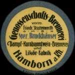 Timbre-monnaie Friedr. Stratenwerth à Hamborn type 2 - 5 pfennig lie-de-vin sur fond vert - avers