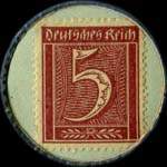 Timbre-monnaie Friedr. Stratenwerth à Hamborn type 2 - 5 pfennig lie-de-vin sur fond vert - revers