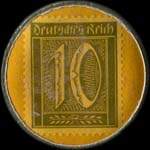Timbre-monnaie Friedr. Stratenwerth à Hamborn type 2 - 10 pfennig olive sur fond jaune - revers