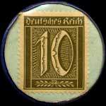 Timbre-monnaie Friedr. Stratenwerth à Hamborn type 1 - 10 pfennig olive sur fond vert - revers