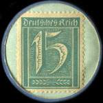 Timbre de 15 pfennig bleu-vert sur fond vert