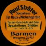 Timbre-monnaie Paul Sträter à Barmen type 2 - 10 pfennig olive sur fond grenat - avers